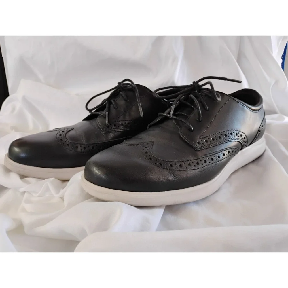 Cole Haan Grand Stitchlite Mens Size 10.5 Wingtip Oxford Shoes Black Ivory